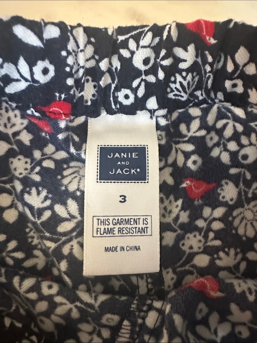 Kids Floral Pajama Set - Navy with red & White Blossoms